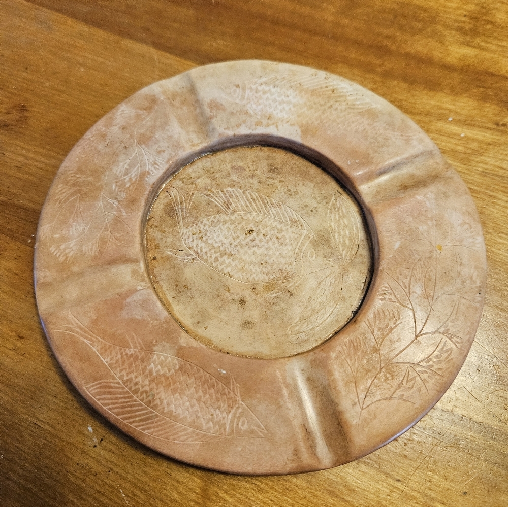 Carved Vintage Kenyan Soapstone Ashtray